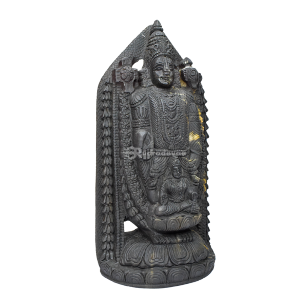 Lord Tirupati Balaji with Laxmi Ji carved on Janeu Shaligram Idol