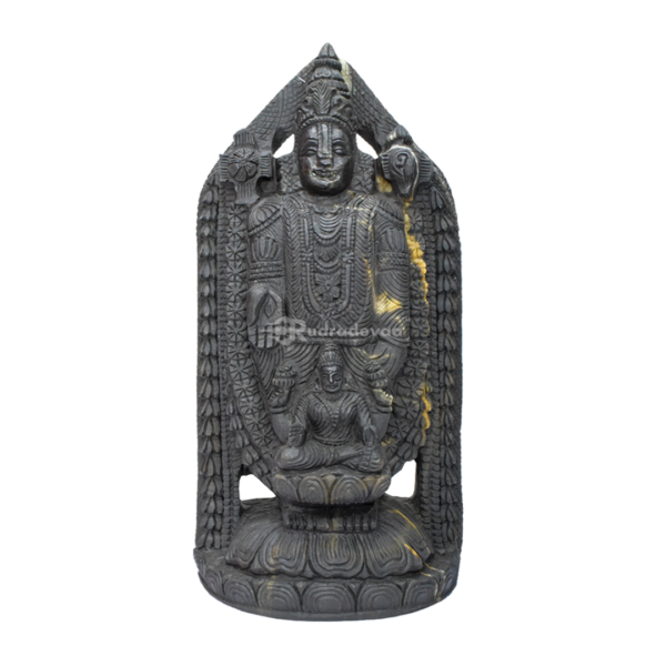 Lord Tirupati Balaji with Laxmi Ji carved on Janeu Shaligram Idol